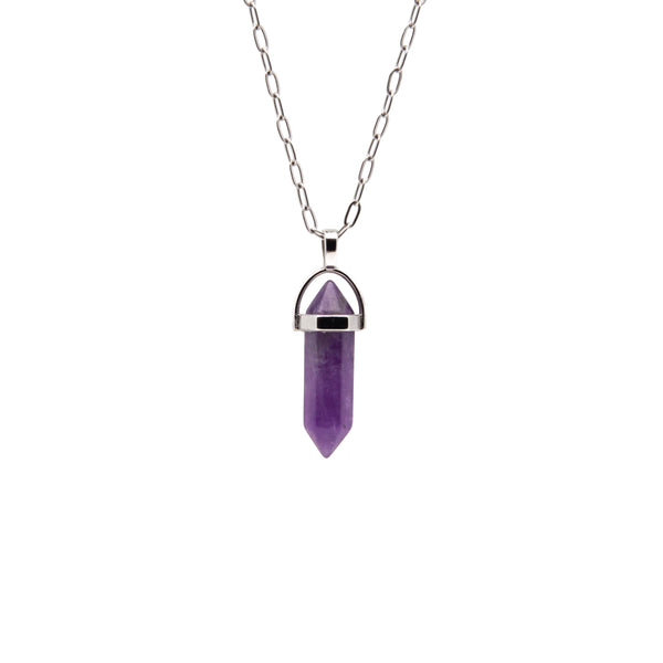 Amethyst Obelisk Edelstahl Halskette